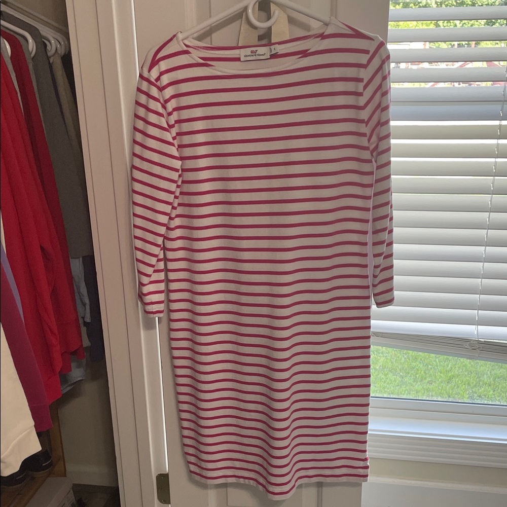 Vineyard Vines Pink and White Striped Dress